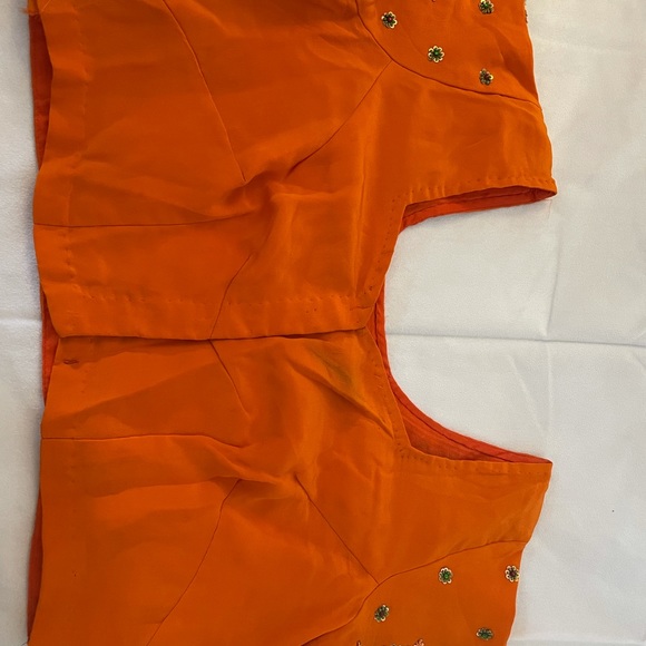 Orange Blouse With Kundan Work - Picture 6 of 6
